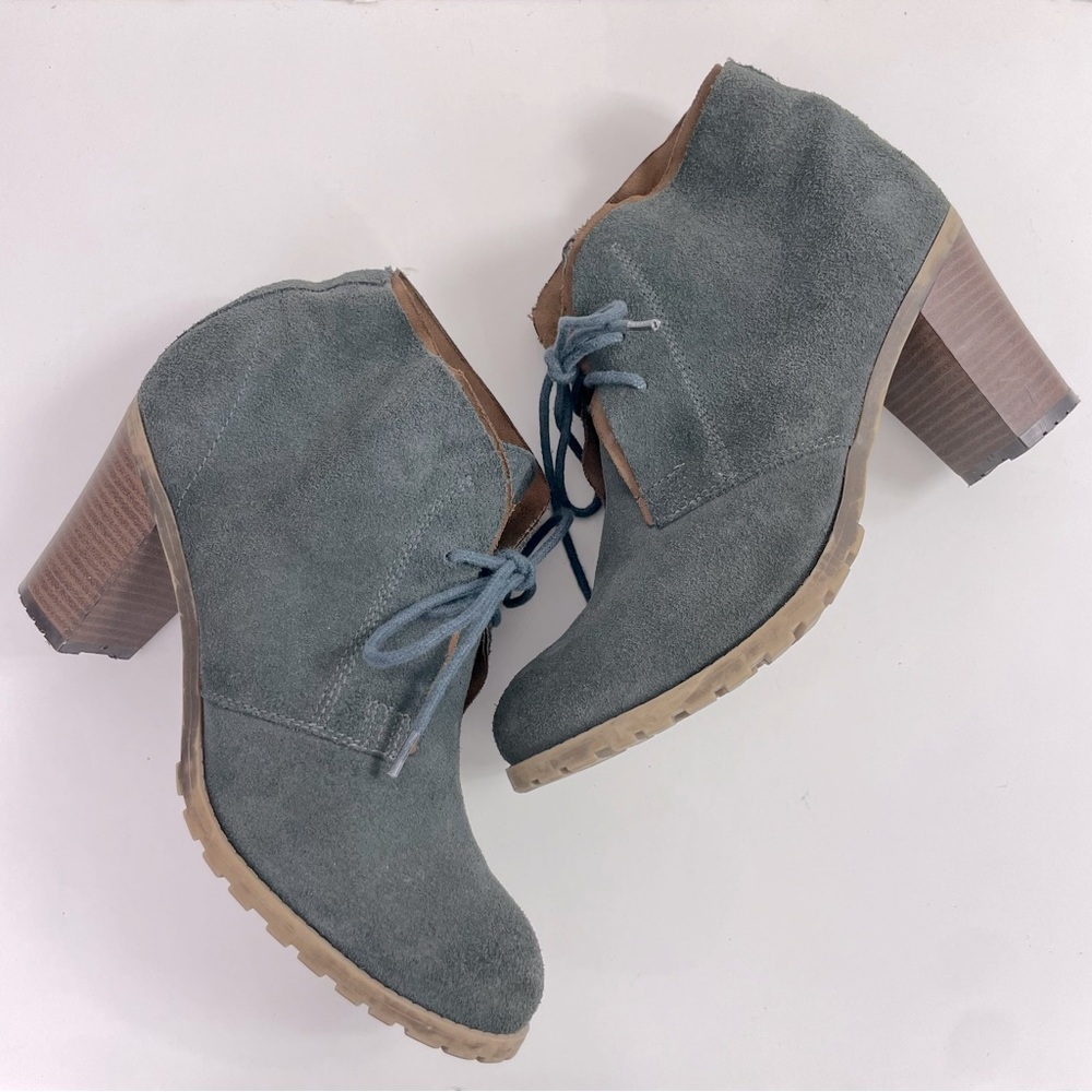 Ruff Hewn Cypress Lace-up‎ Ankle Booties Stacked Heel Almond Toe Size 10